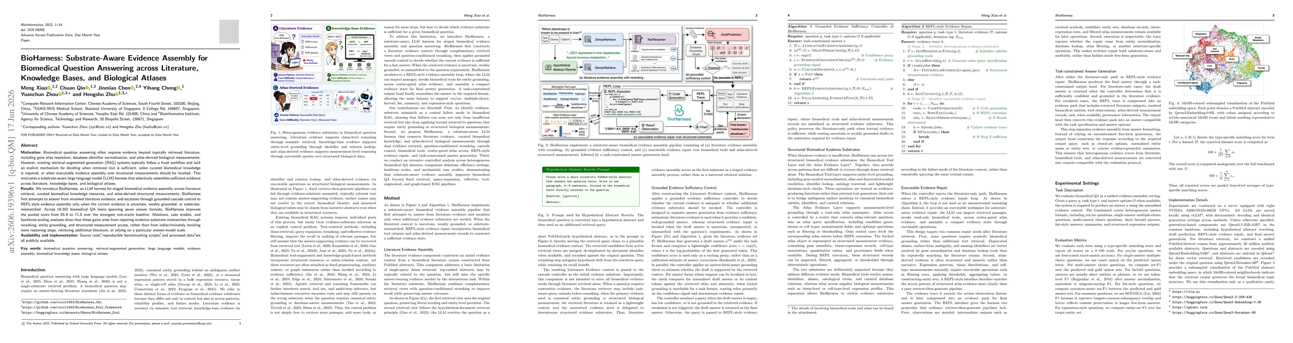 Thumbnail for BioHarness: Substrate-Aware Evidence Assembly for Biomedical Question Answering across Literature, Knowledge Bases, and Biological Atlases