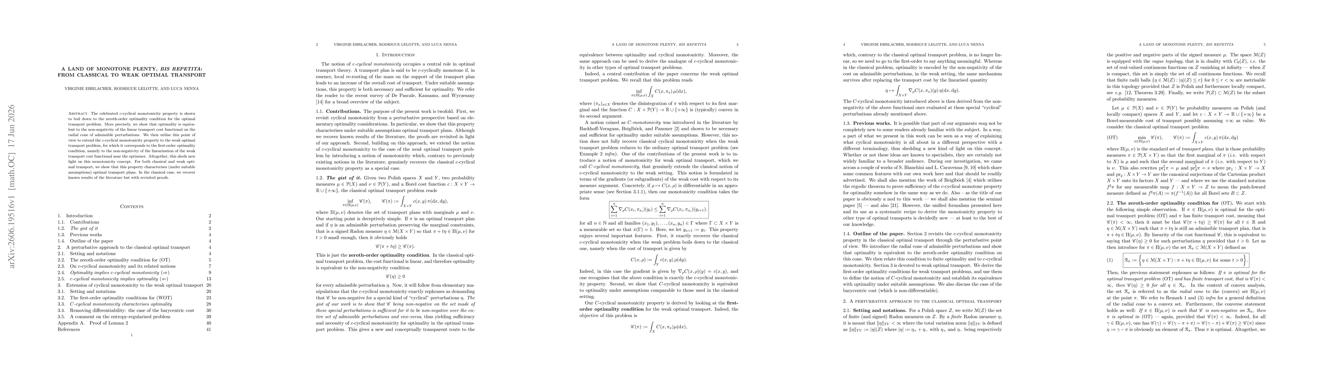 Thumbnail for A land of monotone plenty, bis repetita: from classical to weak optimal transport