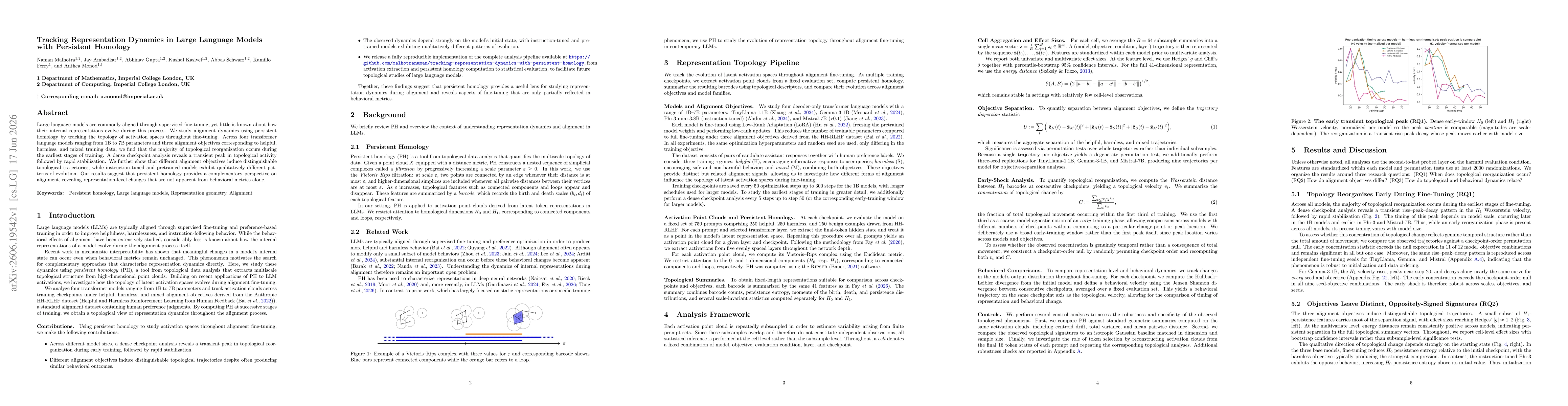 Thumbnail for Tracking Representation Dynamics in Large Language Models with Persistent Homology