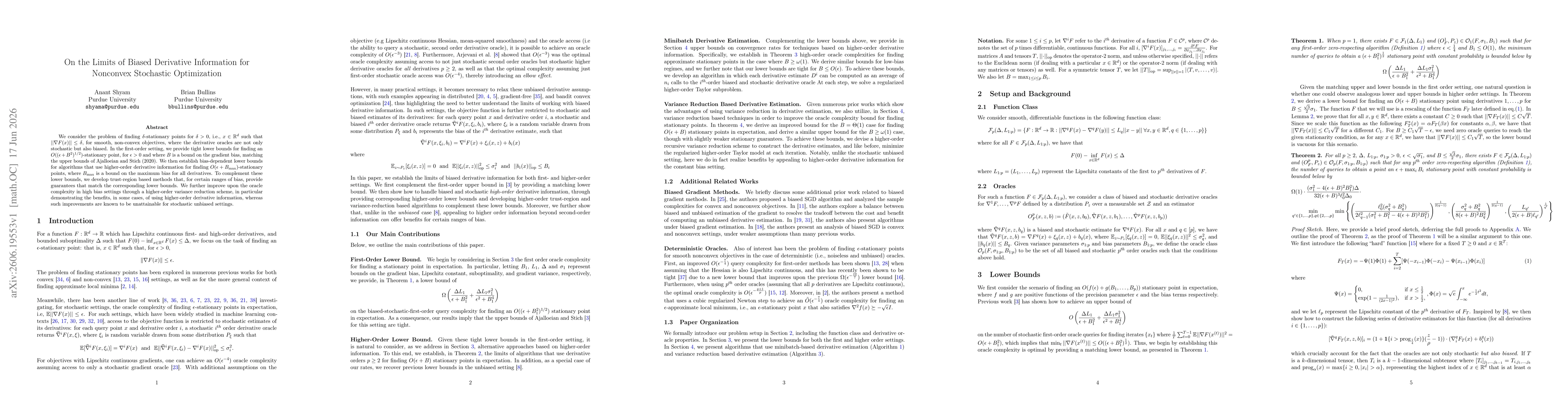 Thumbnail for On the Limits of Biased Derivative Information for Nonconvex Stochastic Optimization