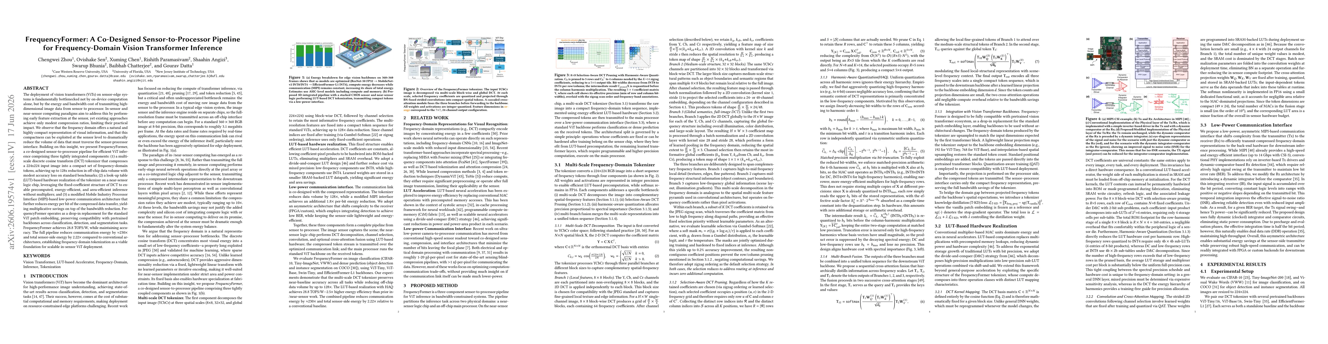 Thumbnail for FrequencyFormer: A Co-Designed Sensor-to-Processor Pipeline for Frequency-Domain Vision Transformer Inference
