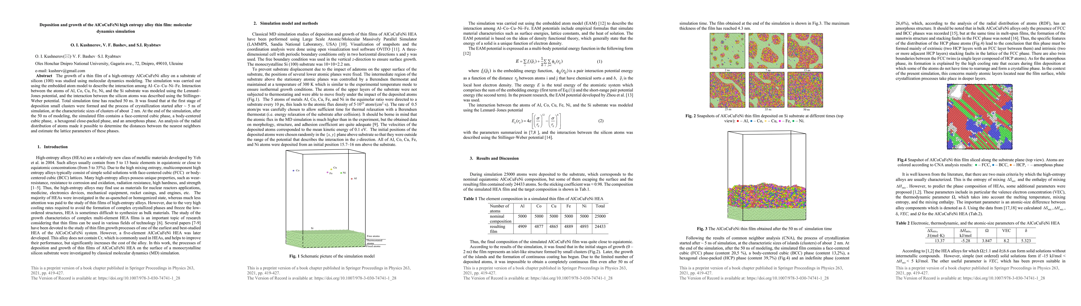Thumbnail for Deposition and Growth of the AlCoCuFeNi High-Entropy Alloy Thin Film: Molecular Dynamics Simulation