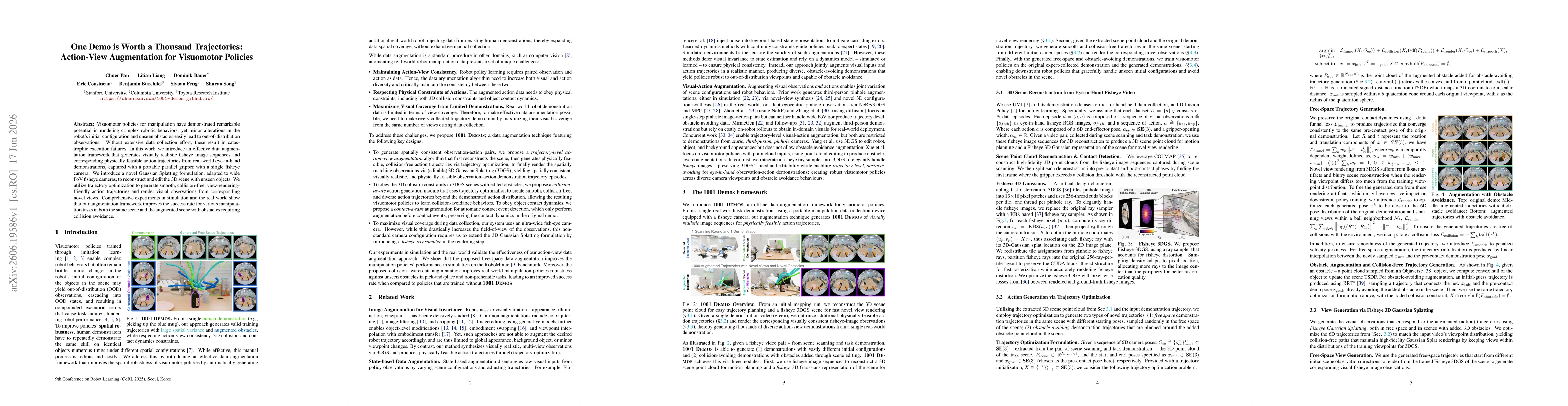 Thumbnail for One Demo is Worth a Thousand Trajectories: Action-View Augmentation for Visuomotor Policies