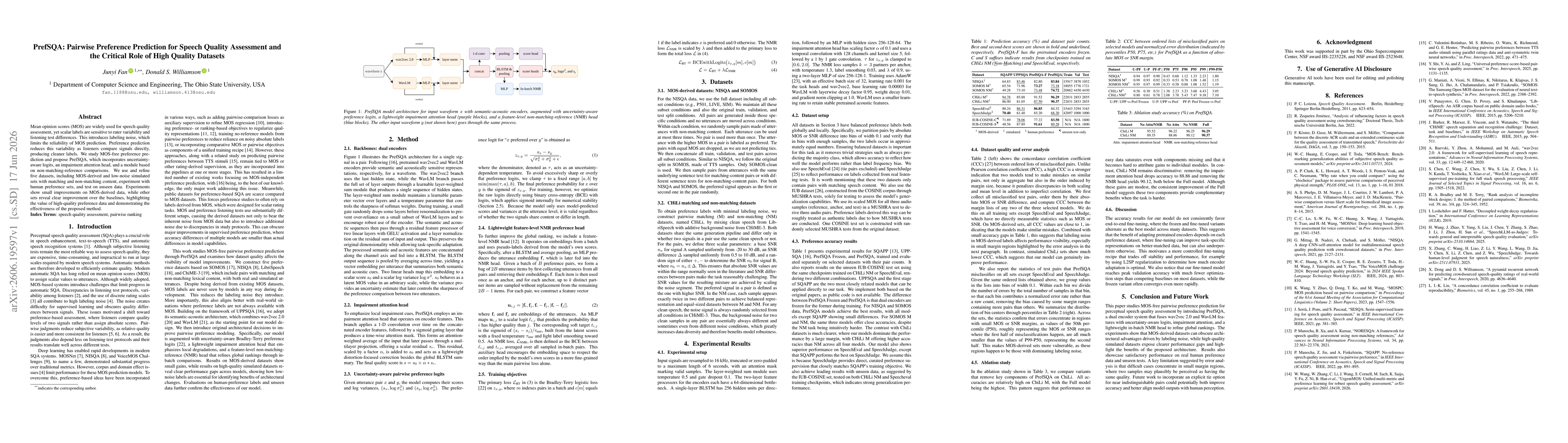 Thumbnail for PrefSQA: Pairwise Preference Prediction for Speech Quality Assessment and the Critical Role of High Quality Datasets