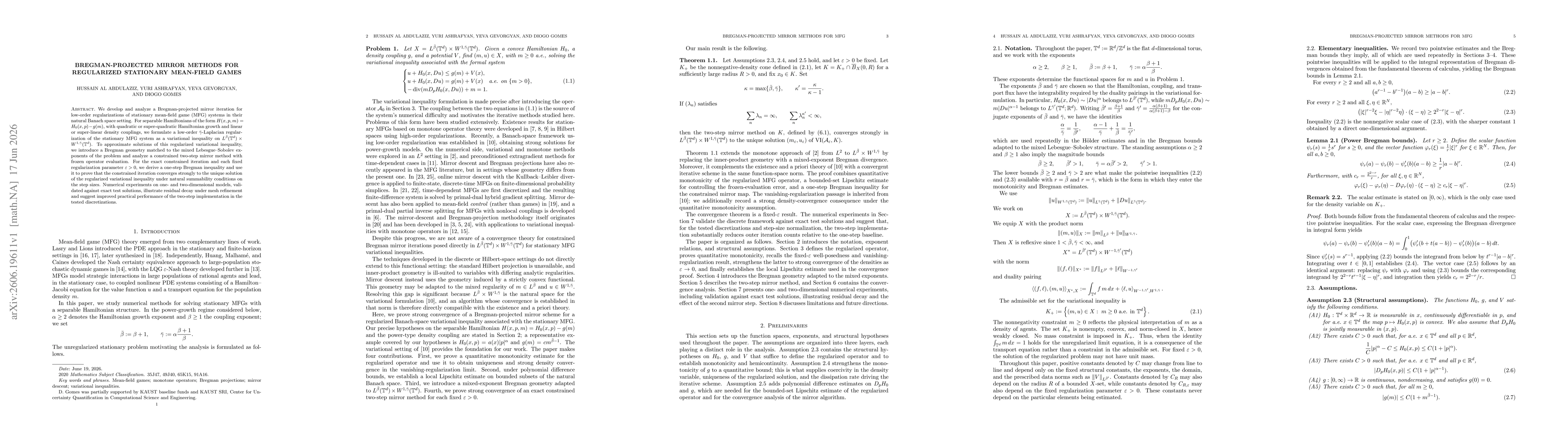Thumbnail for Bregman-projected mirror methods for regularized stationary mean-field games