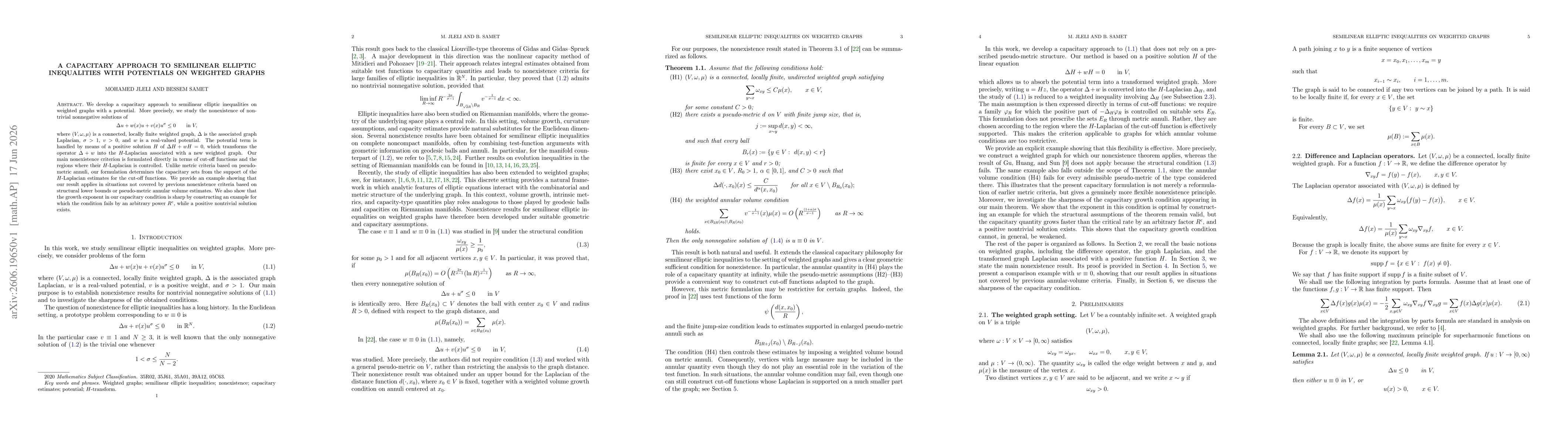 Thumbnail for A Capacitary Approach to Semilinear Elliptic Inequalities with Potentials on Weighted Graphs