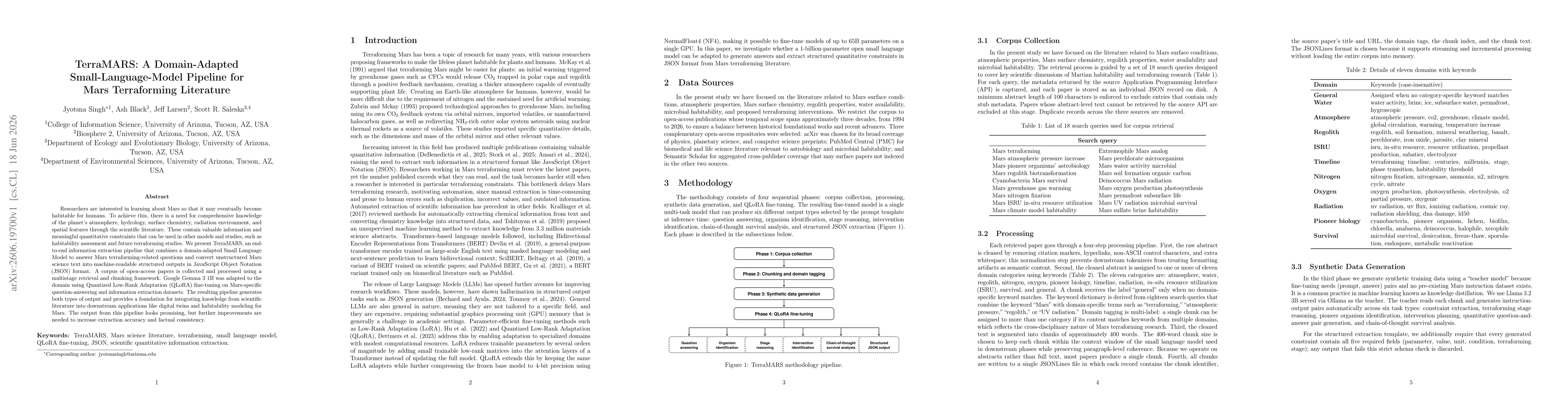 Thumbnail for TerraMARS: A Domain-Adapted Small-Language-Model Pipeline for Mars Terraforming Literature