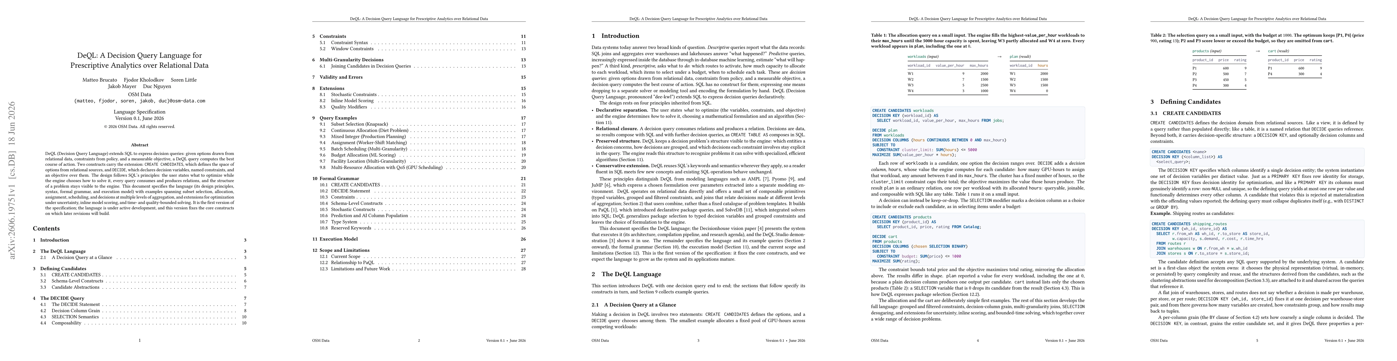 Thumbnail for DeQL: A Decision Query Language for Prescriptive Analytics over Relational Data