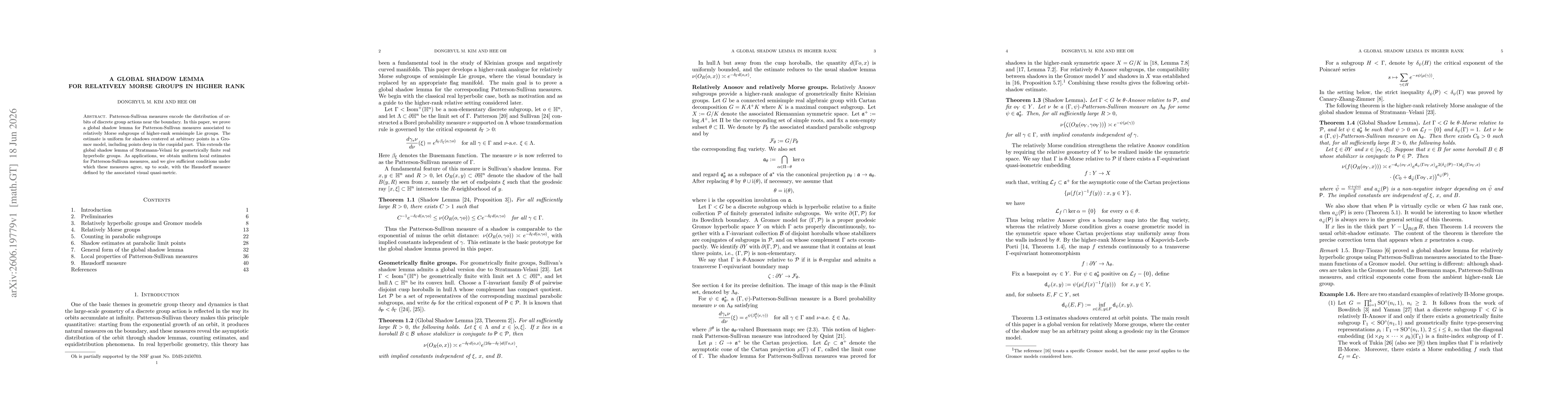 Thumbnail for A global shadow lemma for relatively Morse groups in higher rank