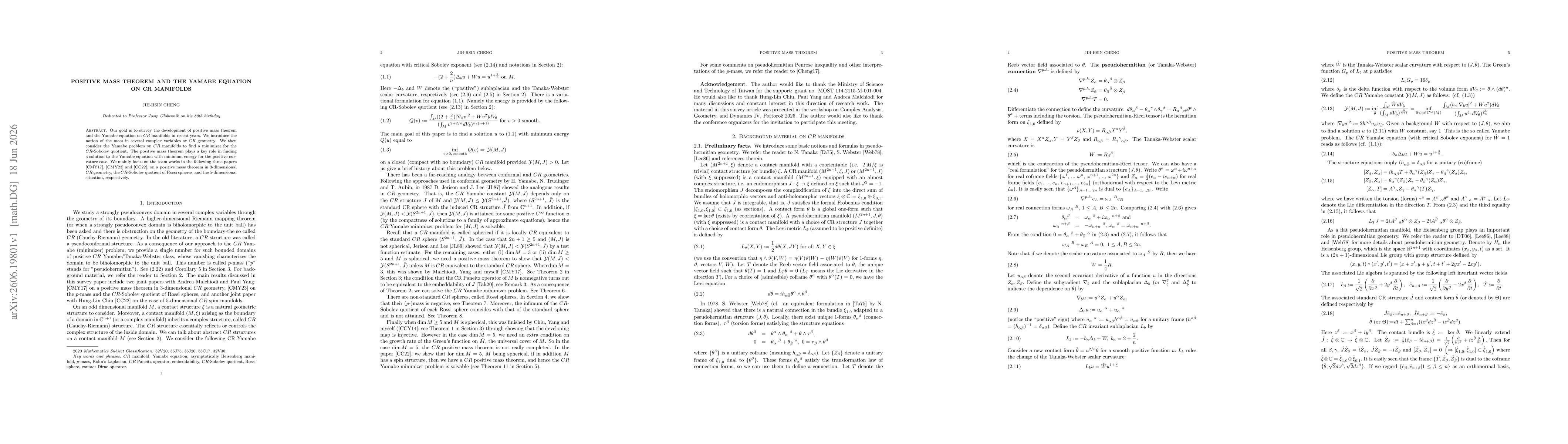 Thumbnail for Positive mass theorem and the Yamabe equation on CR manifolds