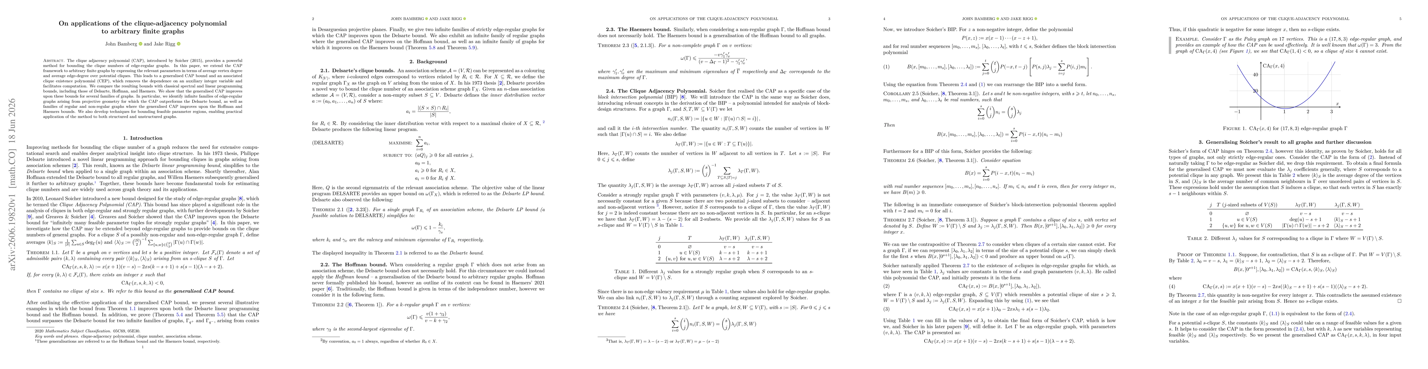 Thumbnail for On applications of the clique-adjacency polynomial to arbitrary finite graphs