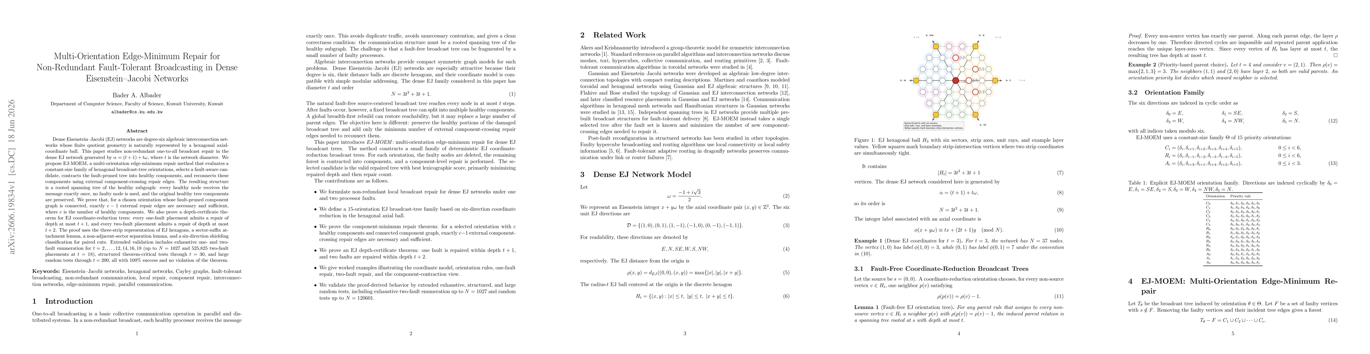 Thumbnail for Multi-Orientation Edge-Minimum Repair for Non-Redundant Fault-Tolerant Broadcasting in Dense Eisenstein--Jacobi Networks