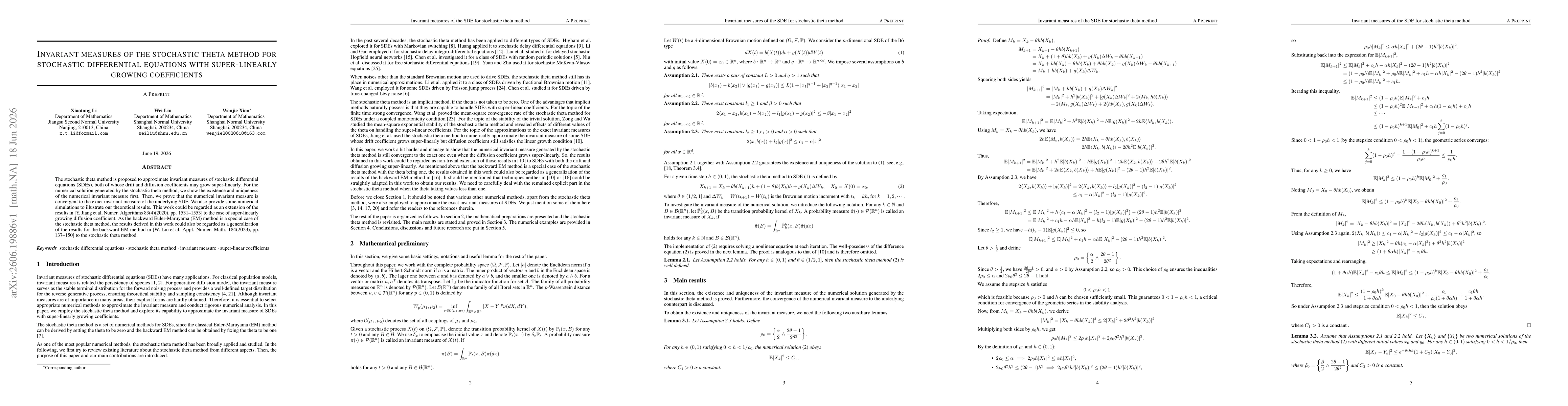 Thumbnail for Invariant measures of the stochastic theta method for stochastic differential equations with super-linearly growing coefficients