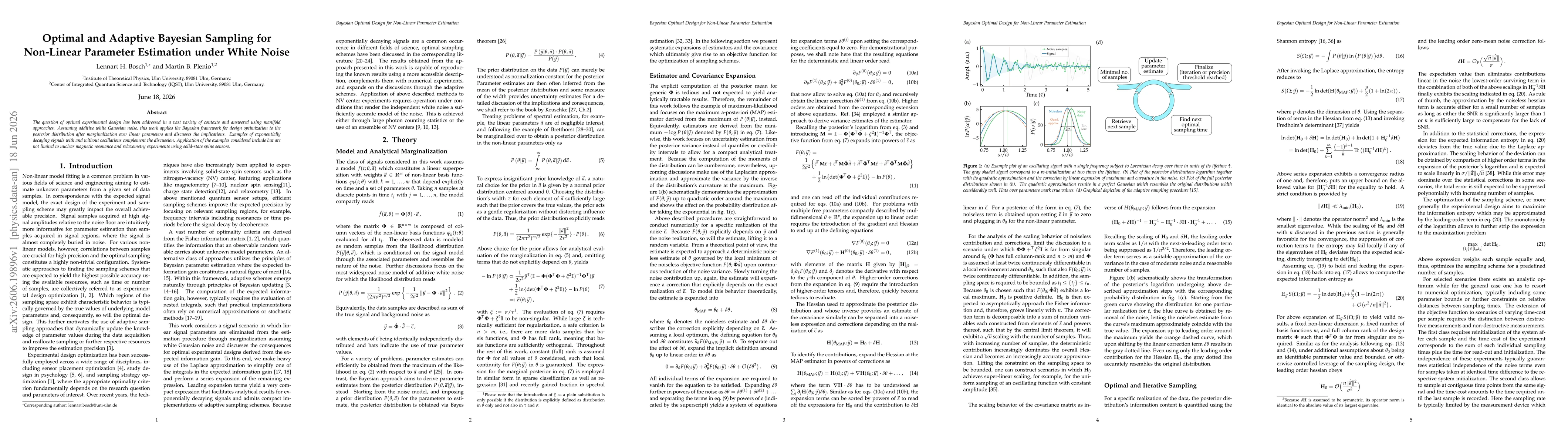 Thumbnail for Optimal and Adaptive Bayesian Sampling for Non-Linear Parameter Estimation under White Noise