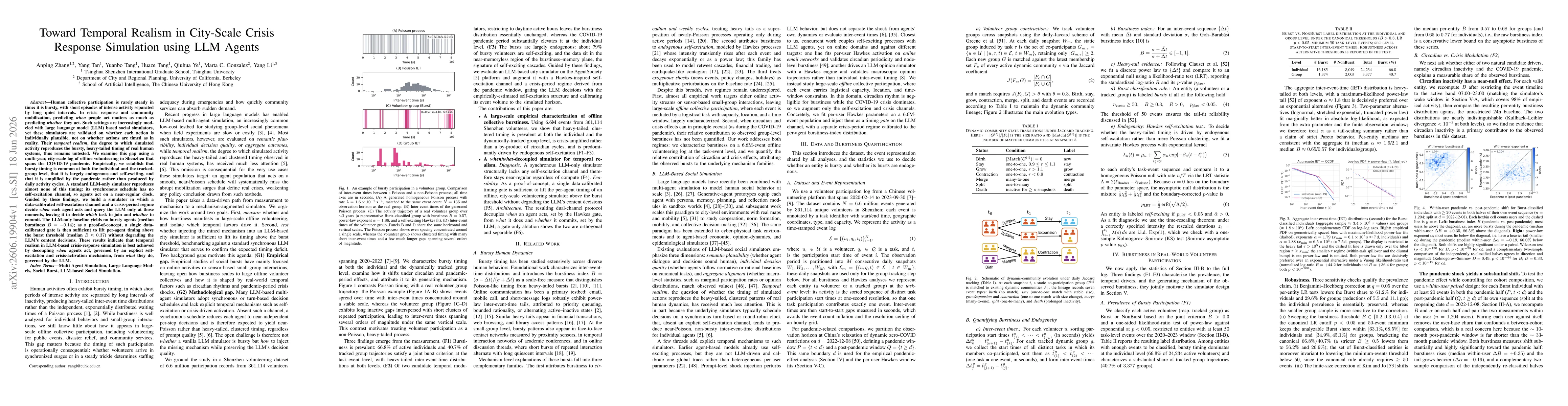 Thumbnail for Toward Temporal Realism in City-Scale Crisis Response Simulation using LLM Agents