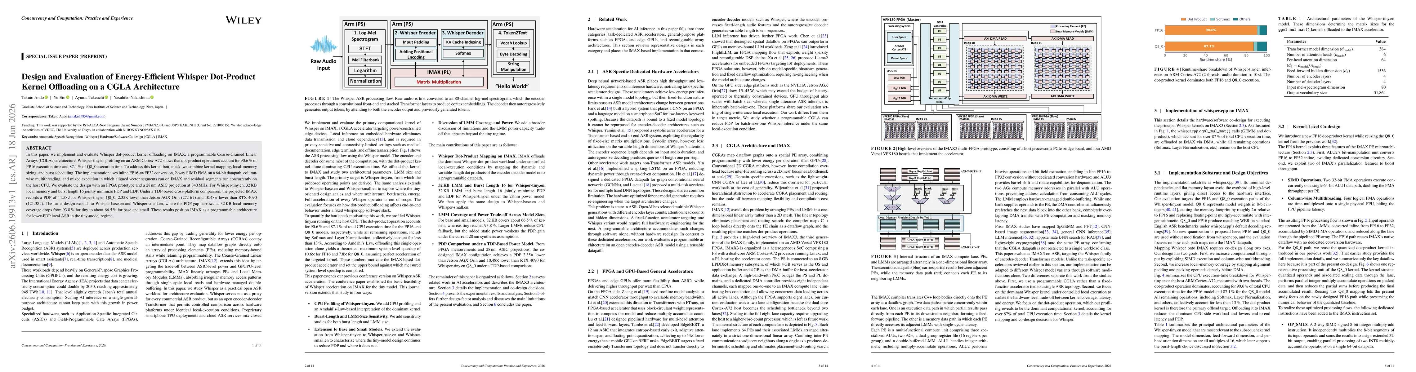 Thumbnail for Design and Evaluation of Energy-Efficient Whisper Dot-Product Kernel Offloading on a CGLA Architecture