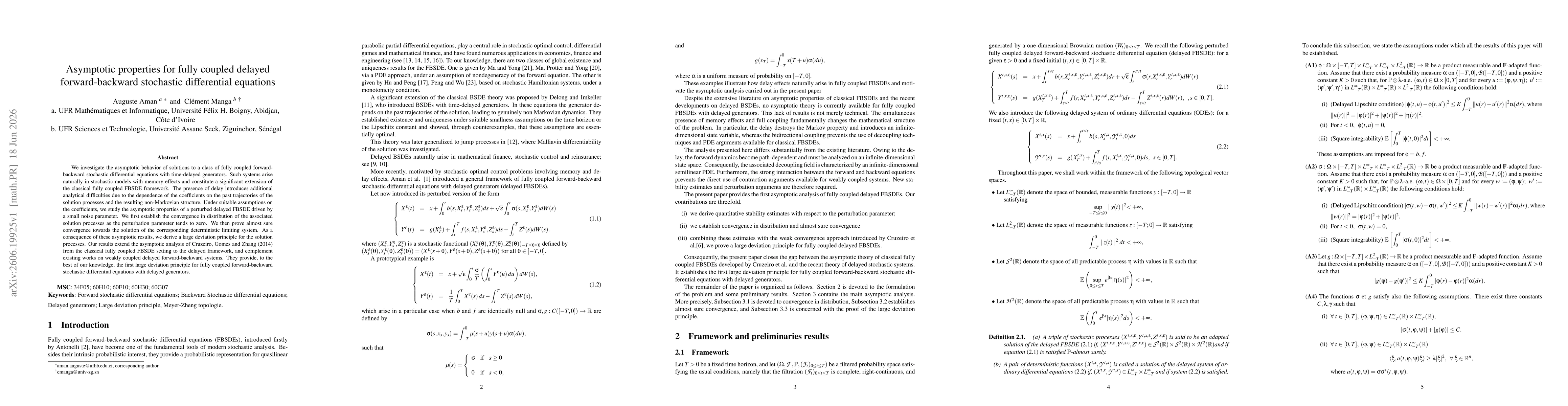 Thumbnail for Asymptotic properties for fully coupled delayed forward-backward stochastic differential equations