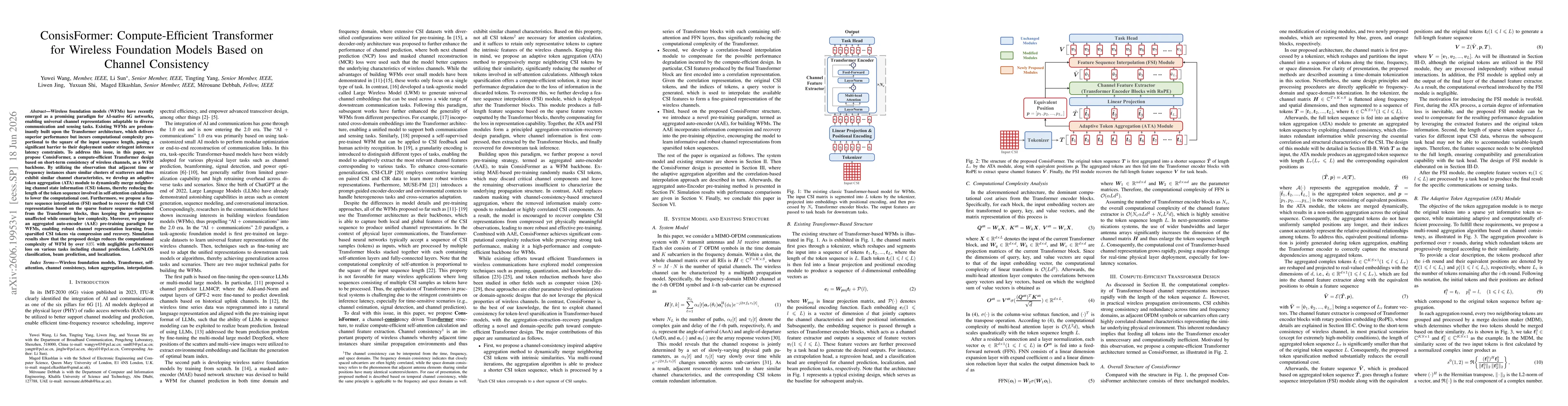 Thumbnail for ConsisFormer: Compute-Efficient Transformer for Wireless Foundation Models Based on Channel Consistency