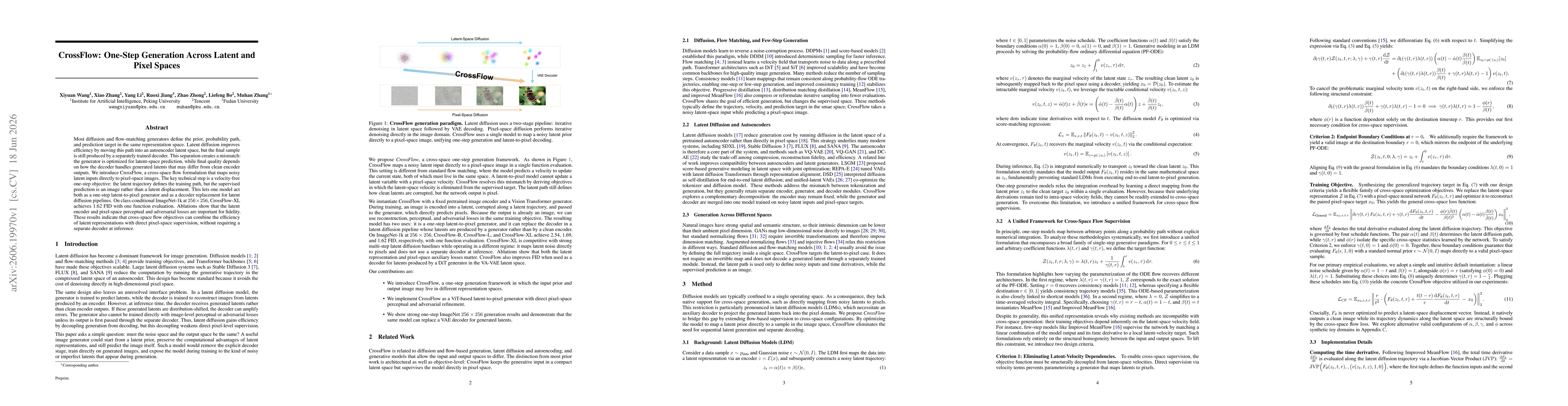 Thumbnail for CrossFlow: One-Step Generation Across Latent and Pixel Spaces