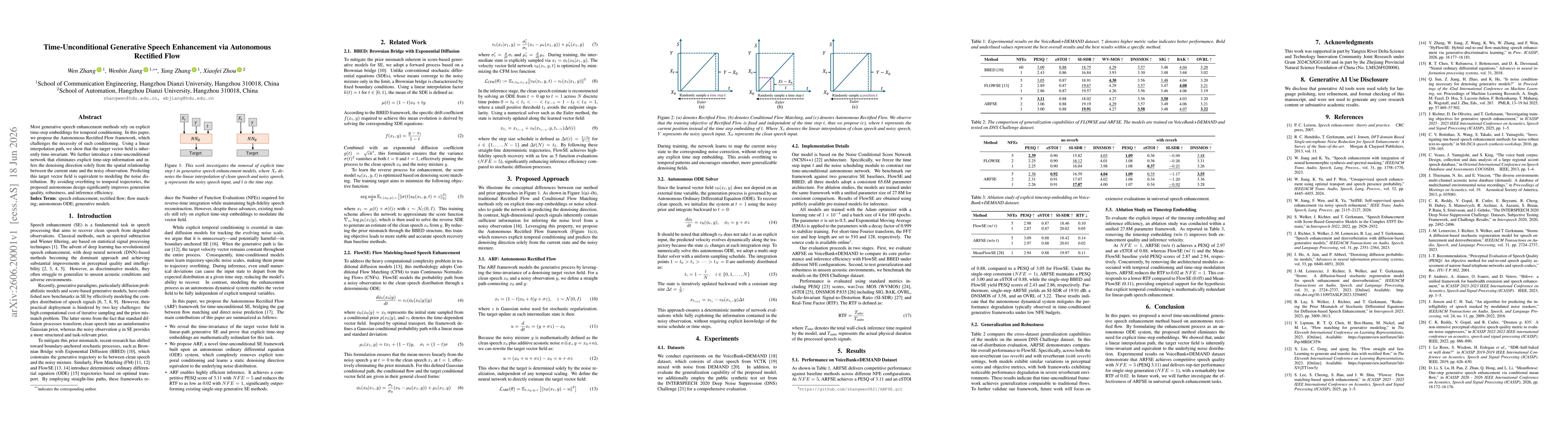 Thumbnail for Time-Unconditional Generative Speech Enhancement via Autonomous Rectified Flow