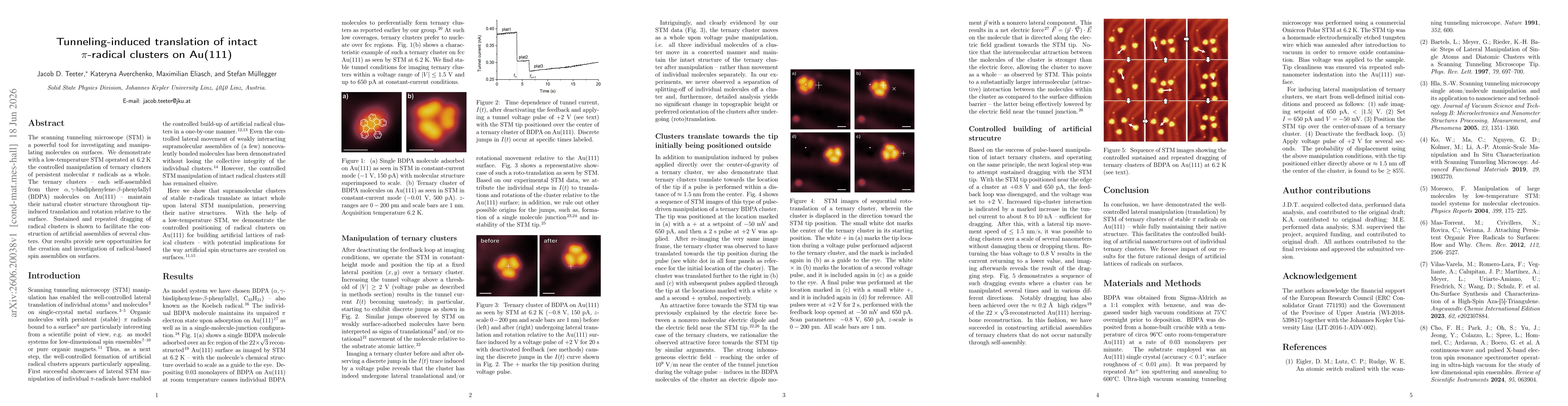 Thumbnail for Tunneling-induced translation of intact $π$-radical clusters on Au(111)