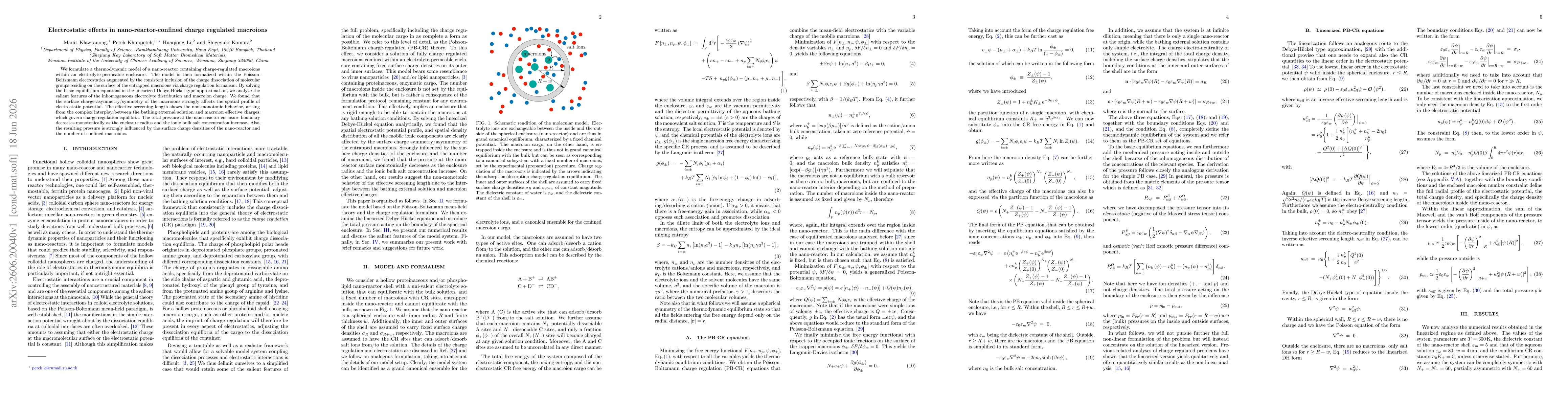 Thumbnail for Electrostatic effects in nano-reactor-confined charge regulated macroions