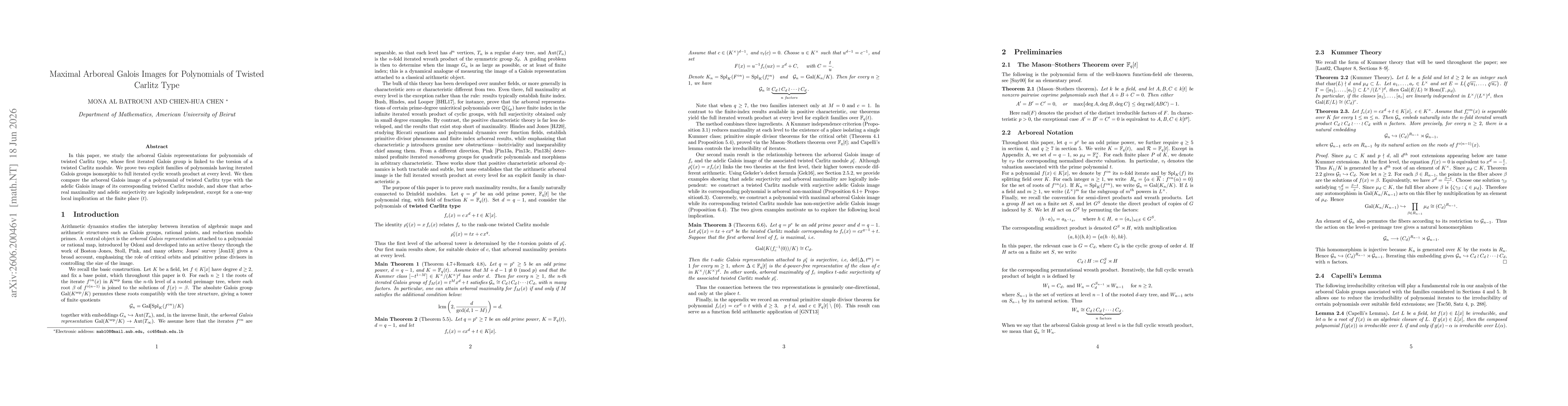 Thumbnail for Maximal Arboreal Galois Images for Polynomials of Twisted Carlitz Type