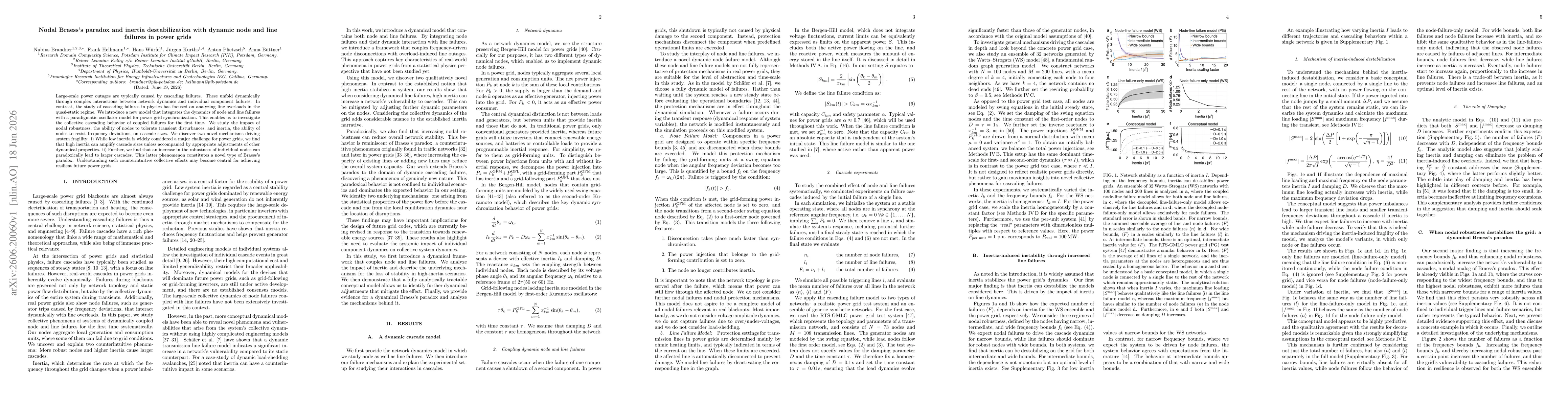 Thumbnail for Nodal Braess's Paradox and Inertia Destabilization with Dynamic Node and Line Failures in Power Grids