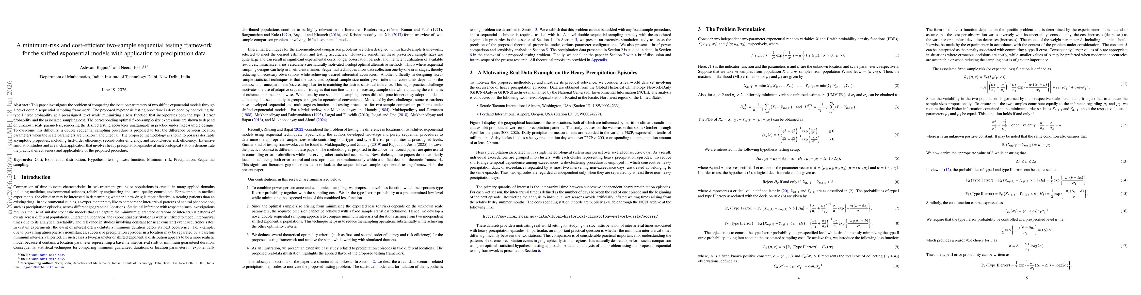Thumbnail for A minimum-risk and cost-efficient two-sample sequential testing framework for the shifted exponential models with application to precipitation data
