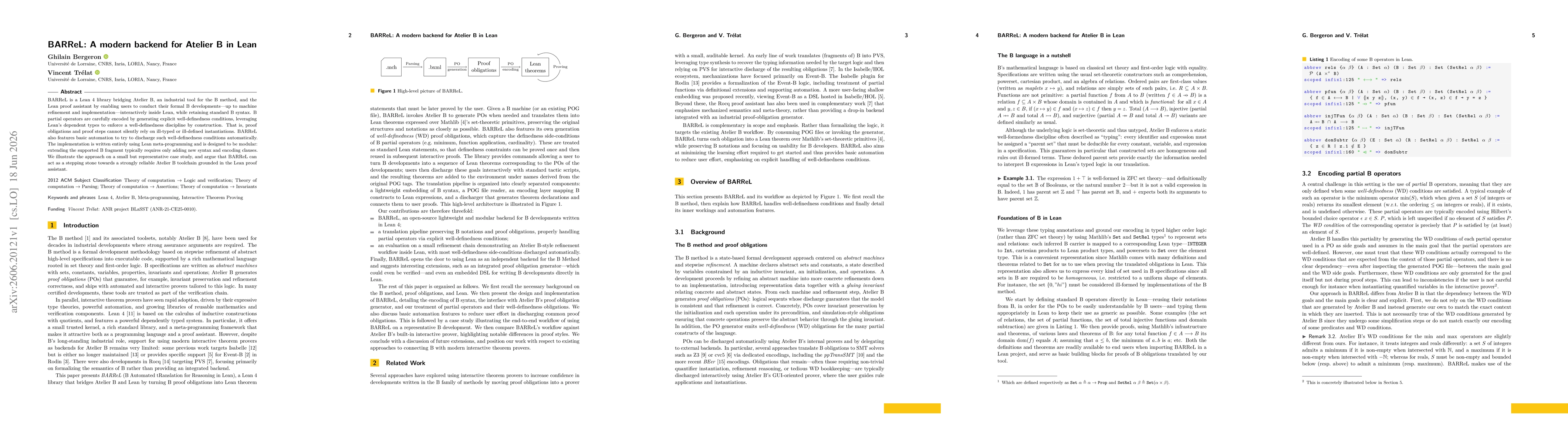 Thumbnail for BARReL: a modern backend for Atelier B in Lean