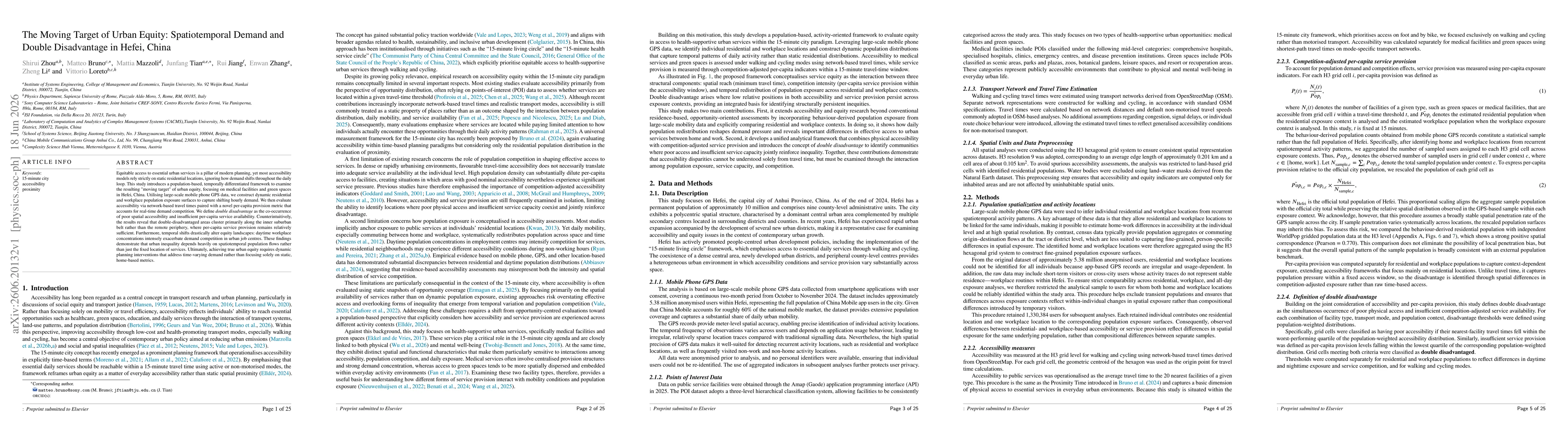Thumbnail for The Moving Target of Urban Equity: Spatiotemporal Demand and Double Disadvantage in Hefei, China