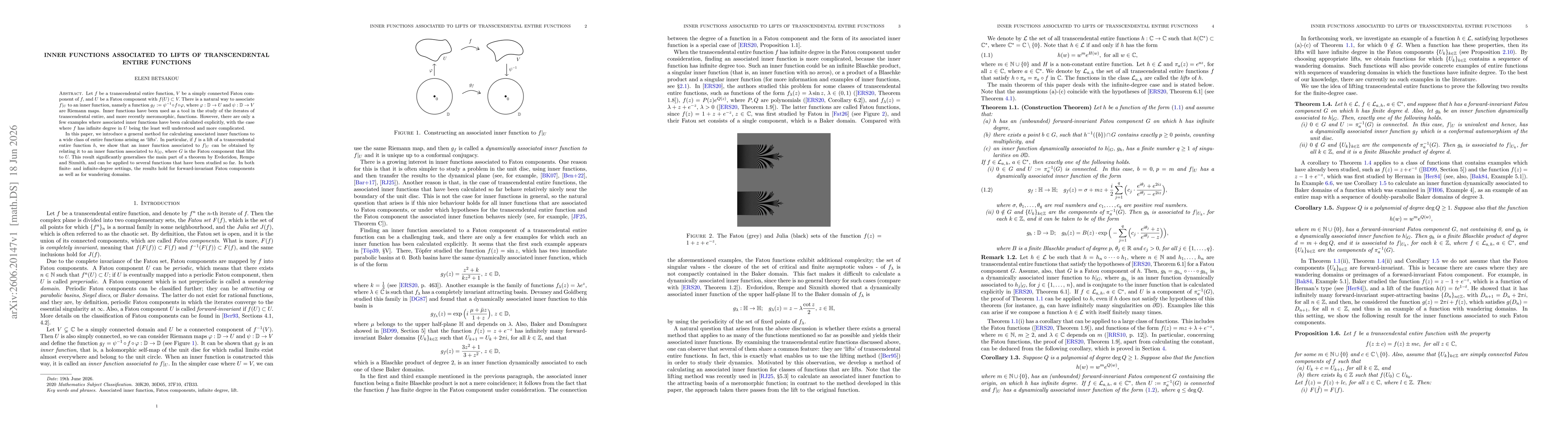 Thumbnail for Inner functions associated to lifts of transcendental entire functions