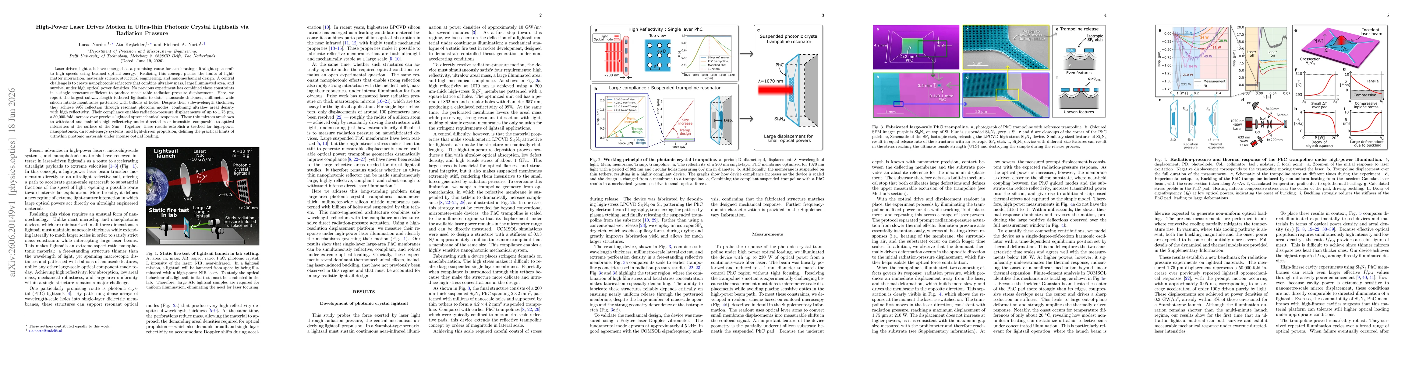Thumbnail for High-Power Laser Drives Motion in Ultra-thin Photonic Crystal Lightsails via Radiation Pressure
