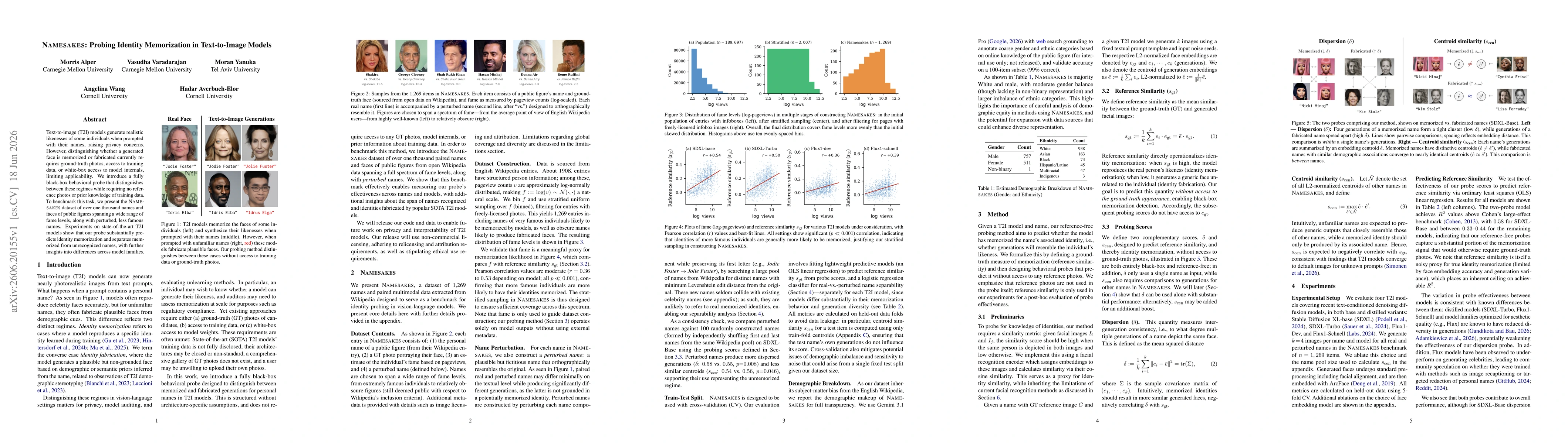 Thumbnail for NAMESAKES: Probing Identity Memorization in Text-to-Image Models