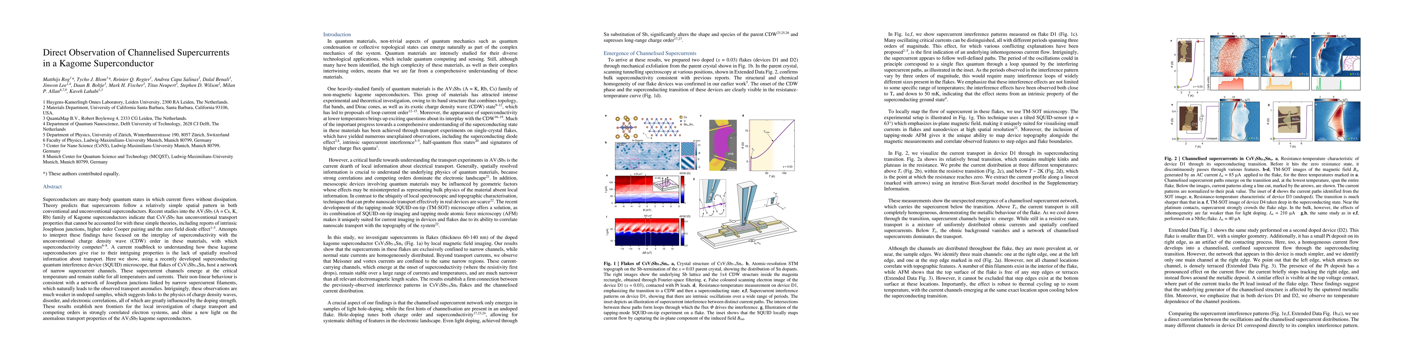 Thumbnail for Direct Observation of Channelised Supercurrents in a Kagome Superconductor