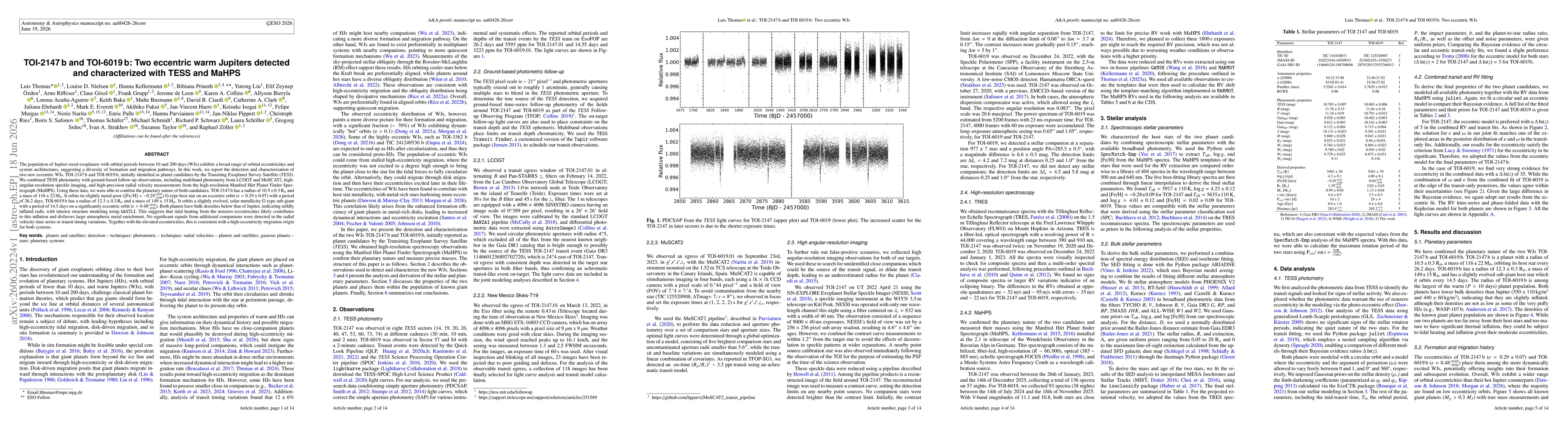Thumbnail for TOI-2147 b and TOI-6019 b: Two eccentric warm Jupiters detected and characterized with TESS and MaHPS