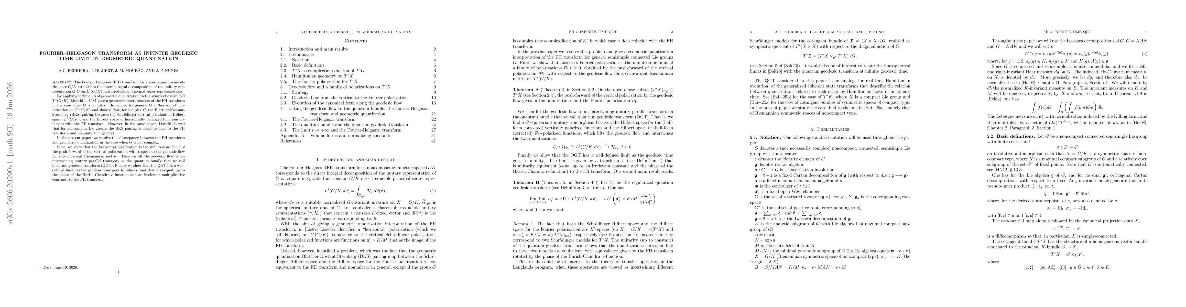 Thumbnail for Fourier-Helgason transform as infinite geodesic time limit in geometric quantization