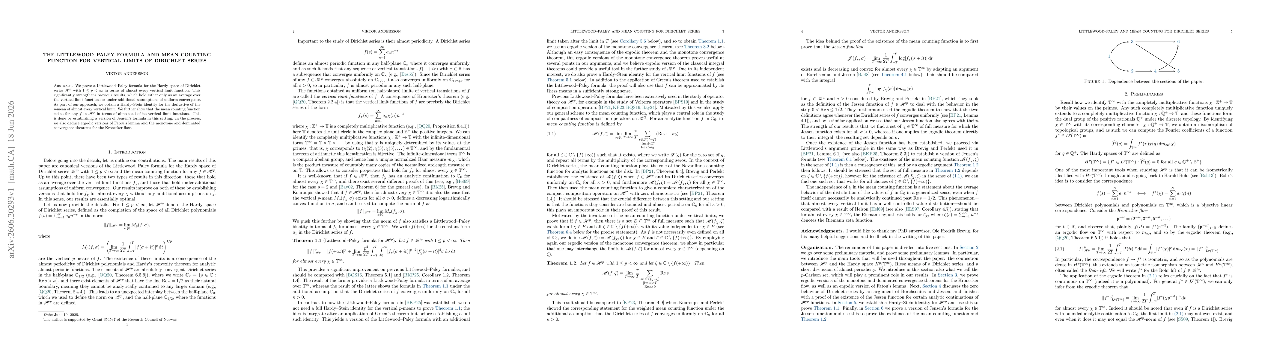 Thumbnail for The Littlewood-Paley formula and mean counting function for vertical limits of Dirichlet series