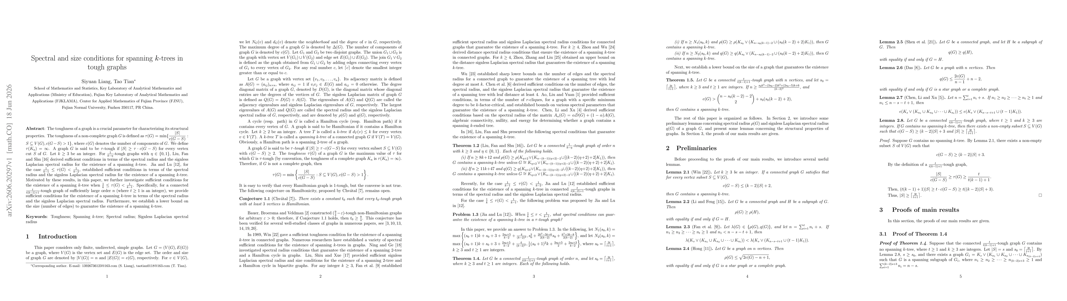 Thumbnail for Spectral and size conditions for spanning k-trees in tough graphs