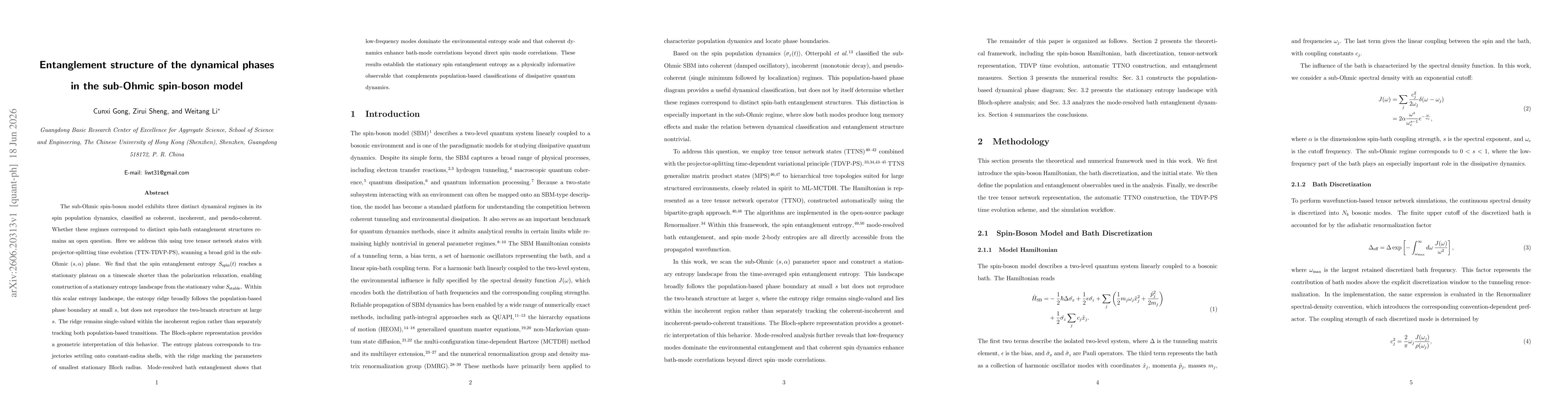 Thumbnail for Entanglement structure of the dynamical phases in the sub-Ohmic spin-boson model