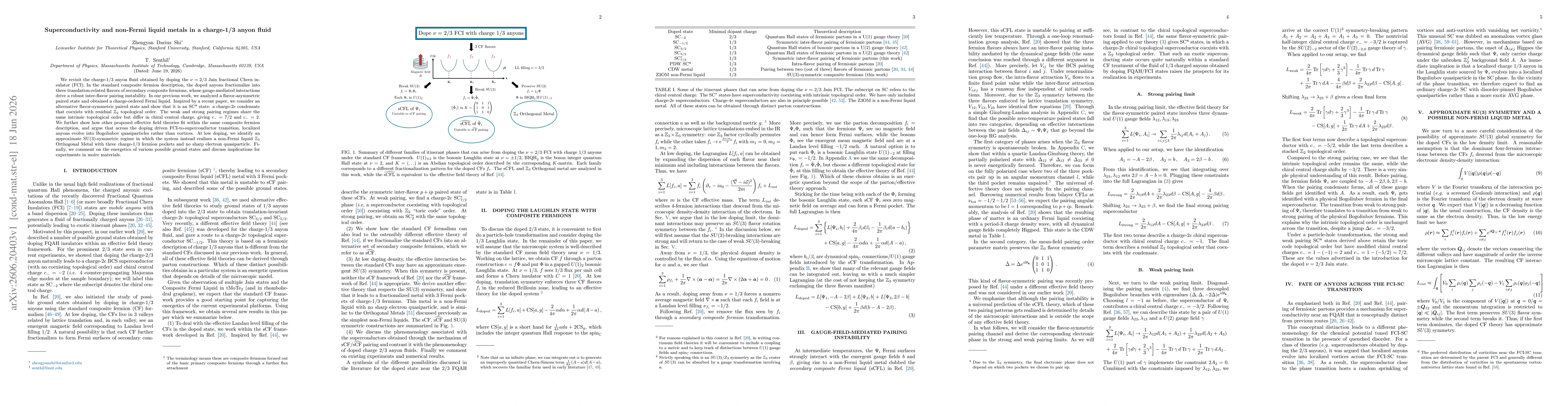 Thumbnail for Superconductivity and non-Fermi liquid metals in a charge-1/3 anyon fluid