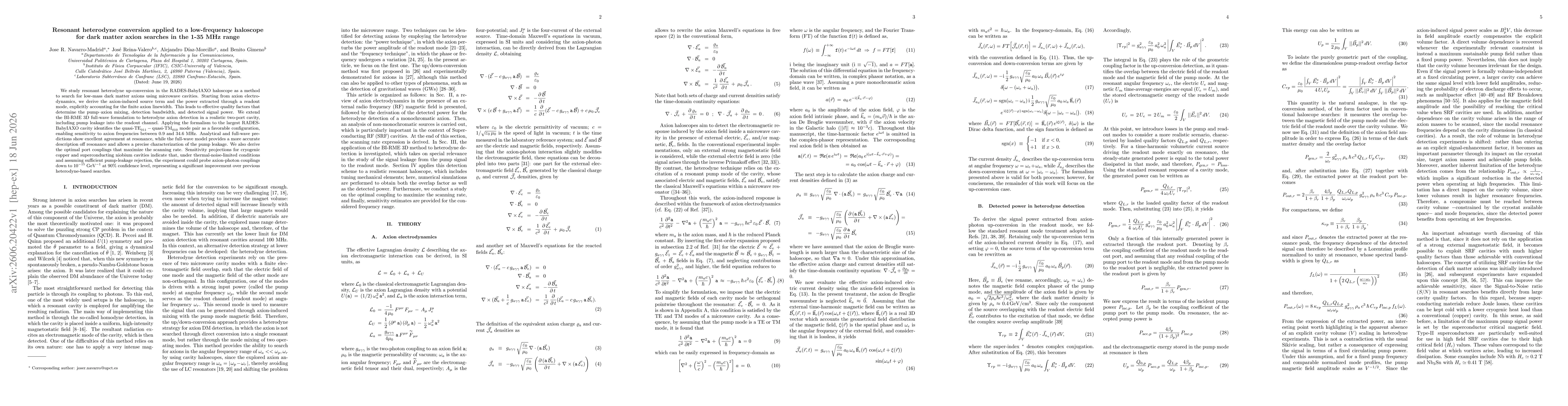 Thumbnail for Resonant heterodyne conversion applied to a low-frequency haloscope for dark matter axion searches in the 1-35 MHz range