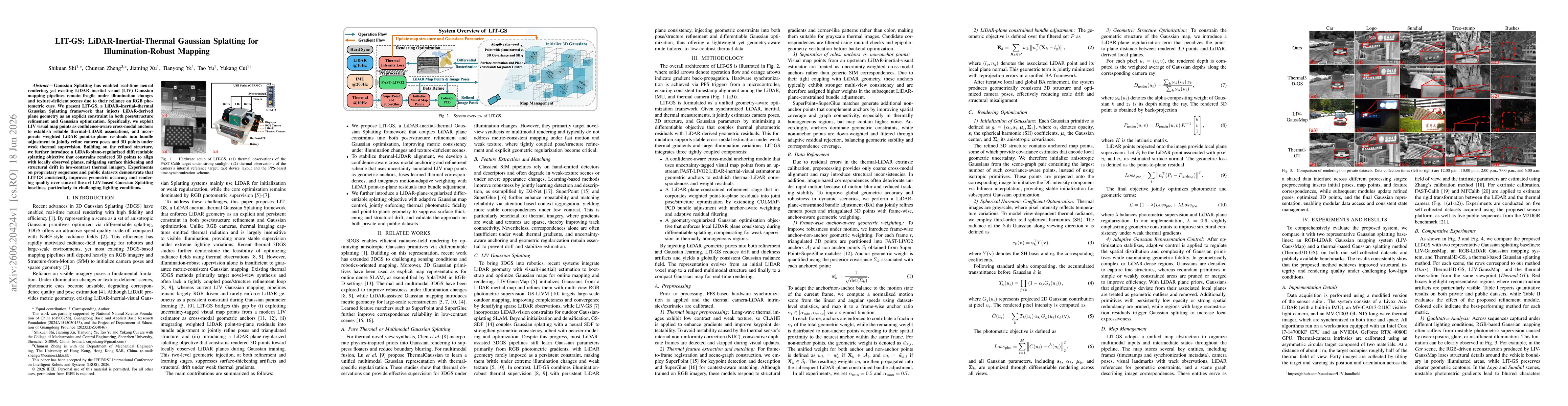 Thumbnail for LIT-GS: LiDAR-Inertial-Thermal Gaussian Splatting for Illumination-Robust Mapping