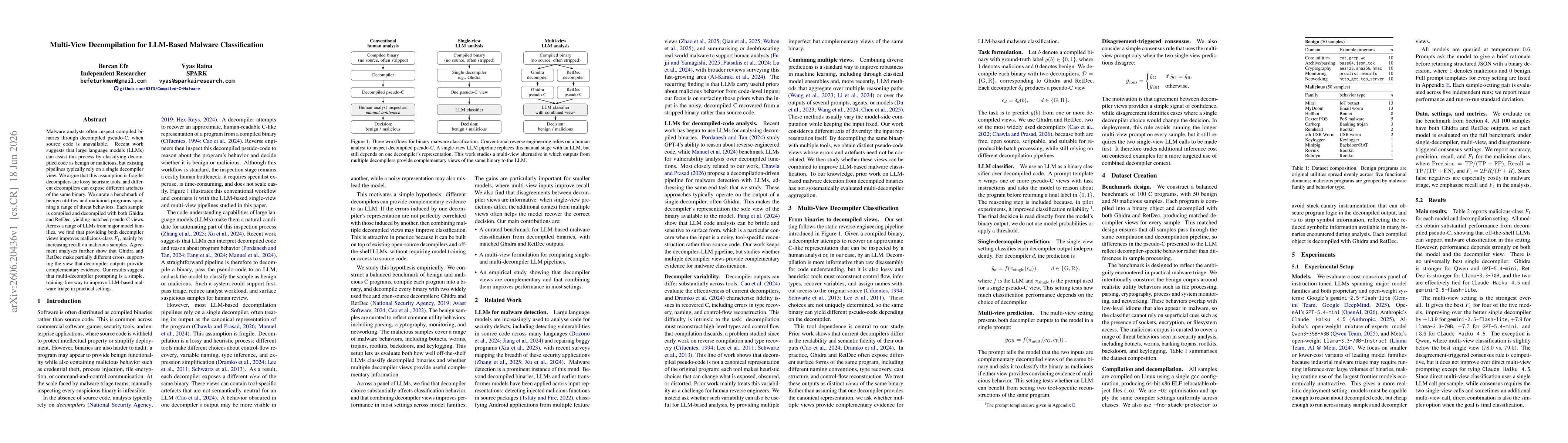 Thumbnail for Multi-View Decompilation for LLM-Based Malware Classification