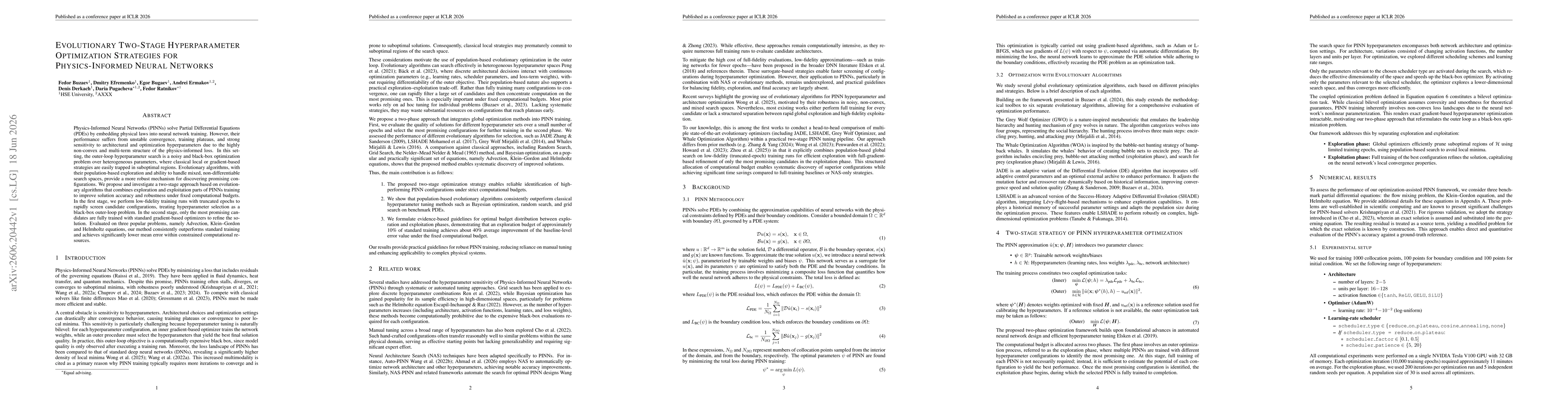 Thumbnail for Evolutionary Two-Stage Hyperparameter Optimization Strategies for Physics-Informed Neural Networks