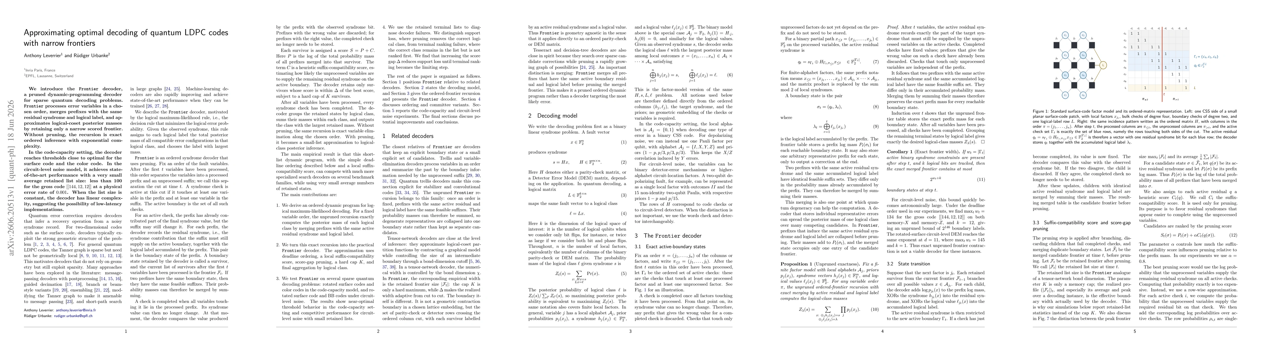 Thumbnail for Approximating optimal decoding of quantum LDPC codes with narrow frontiers