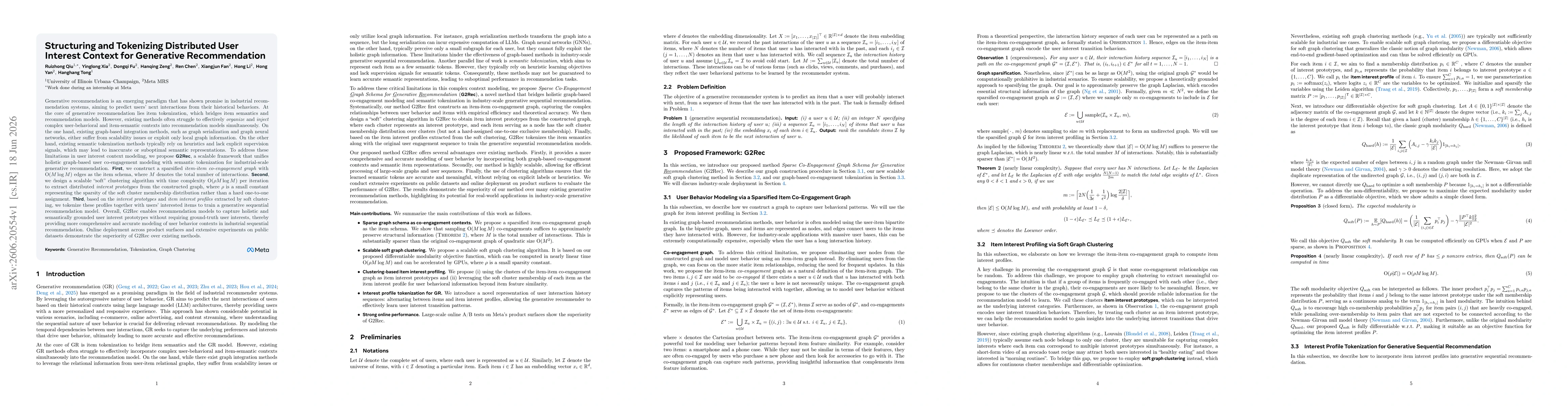 Thumbnail for Structuring and Tokenizing Distributed User Interest Context for Generative Recommendation