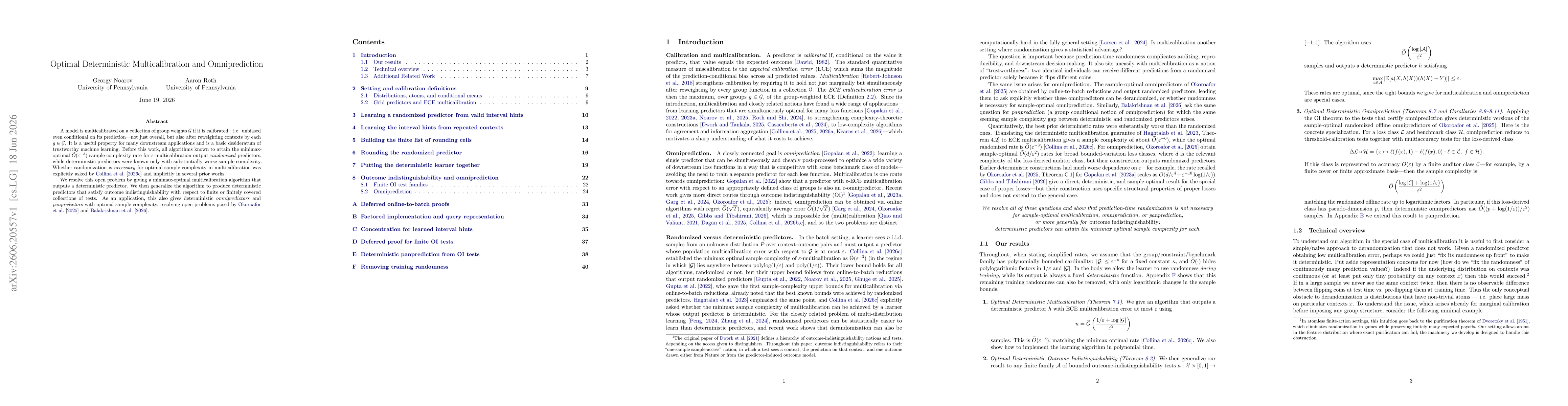 Thumbnail for Optimal Deterministic Multicalibration and Omniprediction