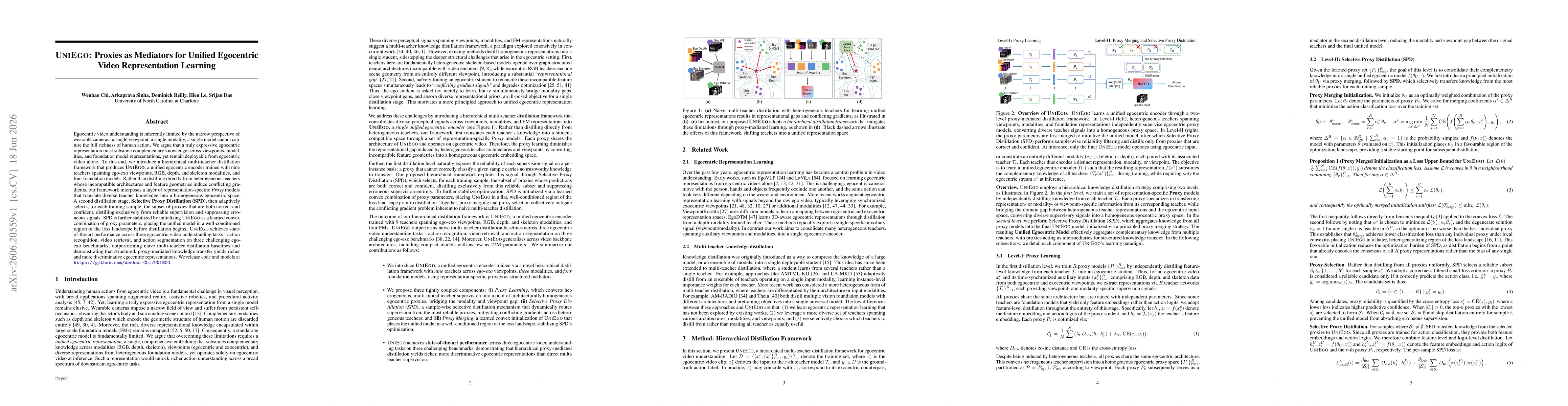 Thumbnail for UNIEGO: Proxies as Mediators for Unified Egocentric Video Representation Learning