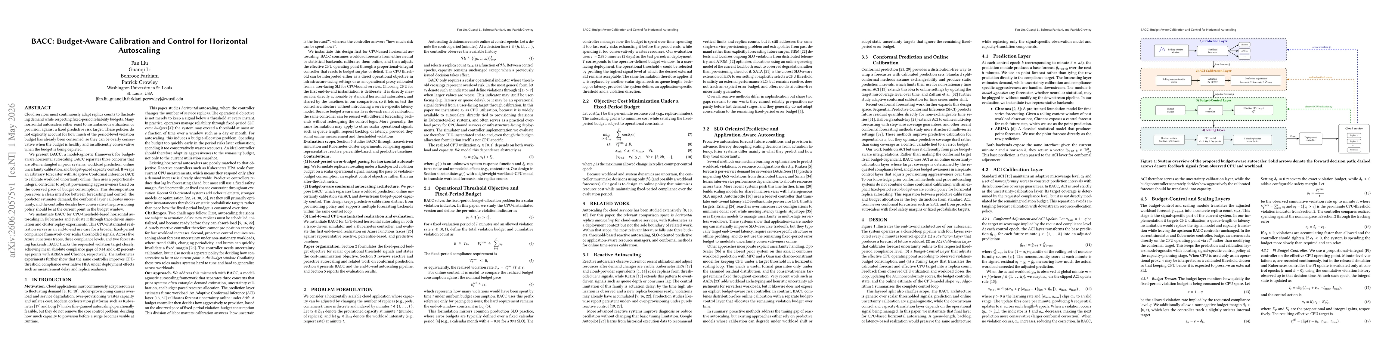 Thumbnail for BACC: Budget-Aware Calibration and Control for Horizontal Autoscaling